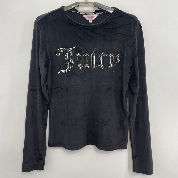 Juicy Couture Other - Juicy Couture Pajama Top Sleepwear Rhinestone Bling Logo Velour Black Womens S